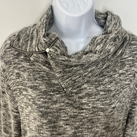 Soft Surroundings 2X Cowl Zip Neck Sweater Dress Plus Marled Gray Made USA Soft - Picture 6 of 11